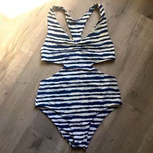 Tori Paver One piece Swimsuit - Womens - Blue White
